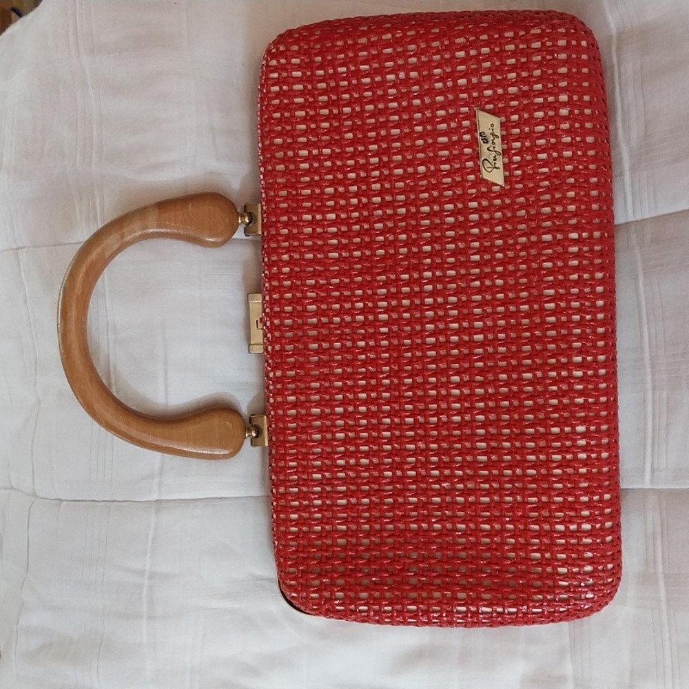 Pier Giorgio red wicker bag